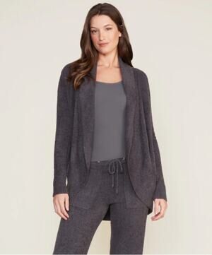 Barefoot Dreams Cozychic Lite Circle Cardigan Open Front Sweater, Carbon Gray